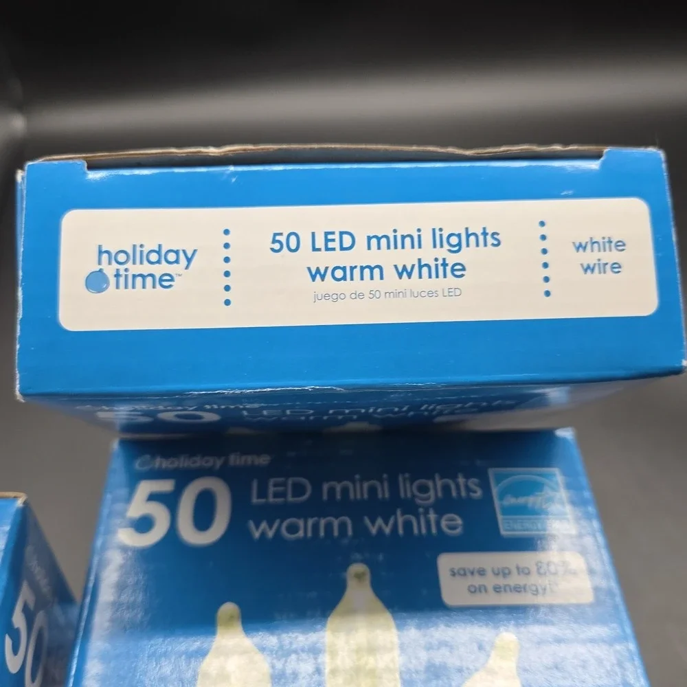 Holiday Time Clear Cool White Mini Lights 50 Lighted Length 12.5ft White Wire I3